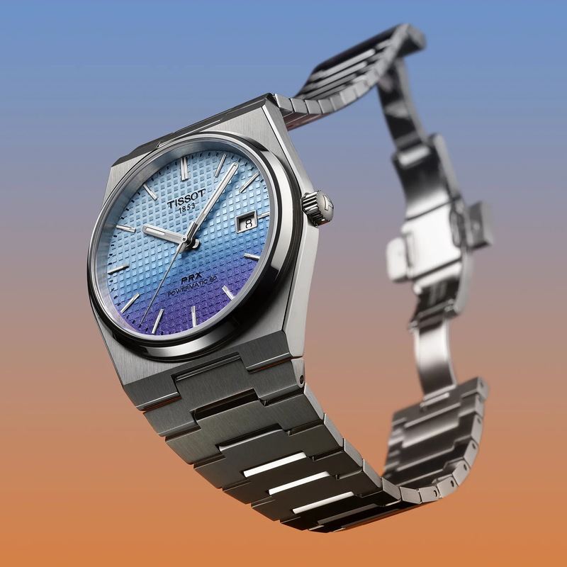 Stainless Steel Tissot Watch with blue dial and date indicator