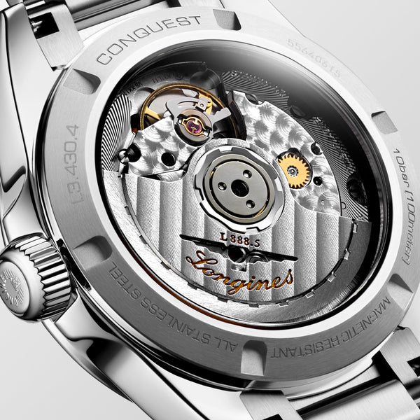 Backcase View Longines Blue Conquest 34mm