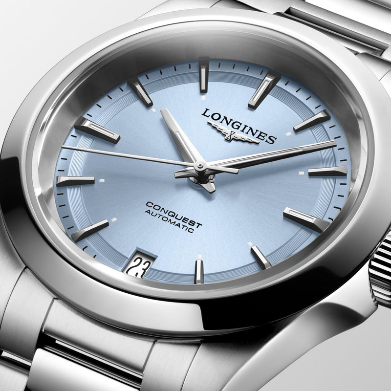Dial View Longines Blue Conquest 34mm