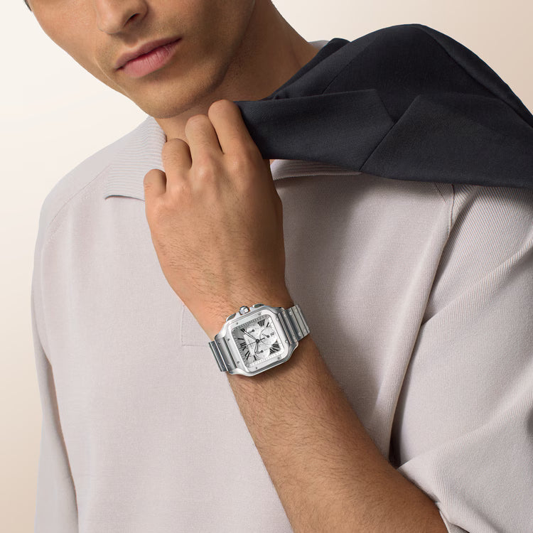 Lifestyle image of Cartier Santos Large Chronograph Automatic Steel WSSA0083