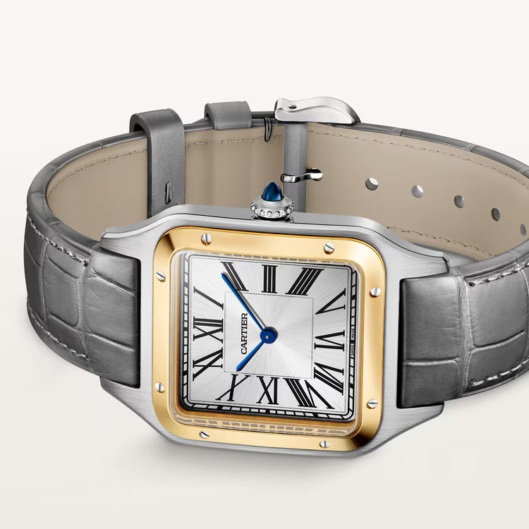 Front View of Cartier Santos-Dumont Large 18K Yellow Gold and Steel Quartz W2SA0046