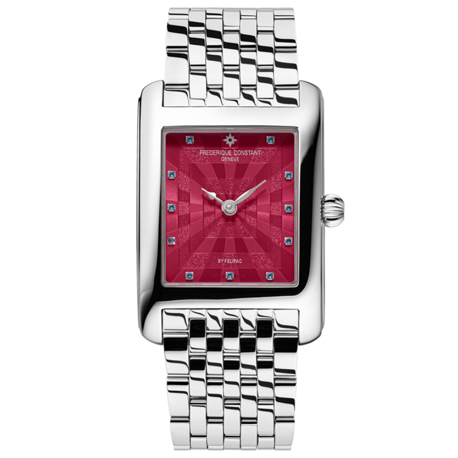 Frederique Constant Carree Ladies by Felipao Berry Pink 25mm FC200PI2C6B front view