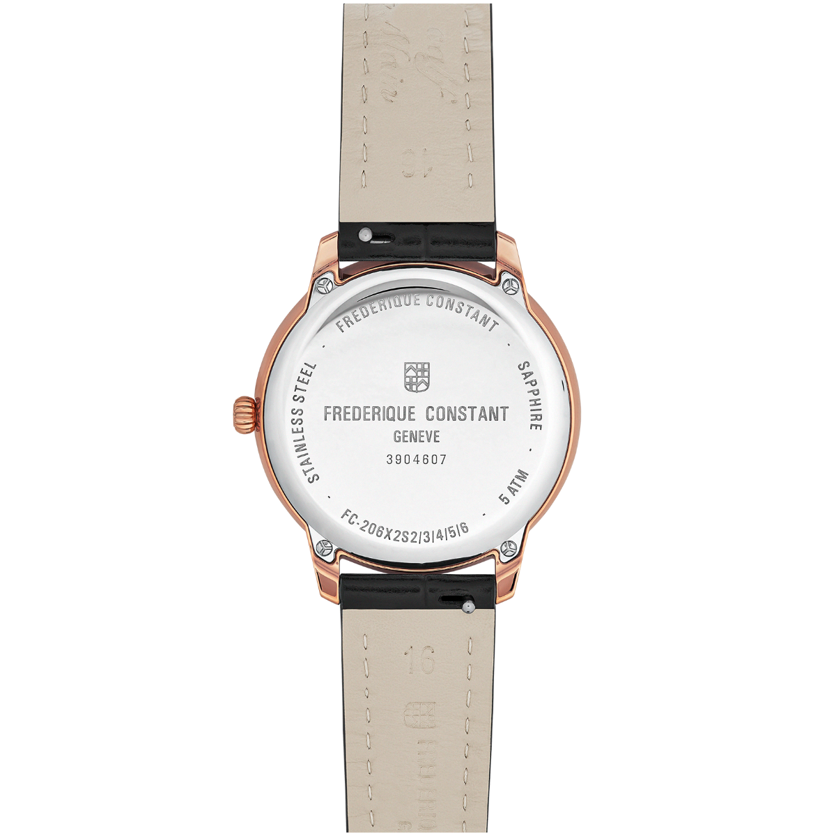Back view of Frederique Constant Classics Moneta Moonphase Peach Mother of Pearl FC-206MPSAL2S4