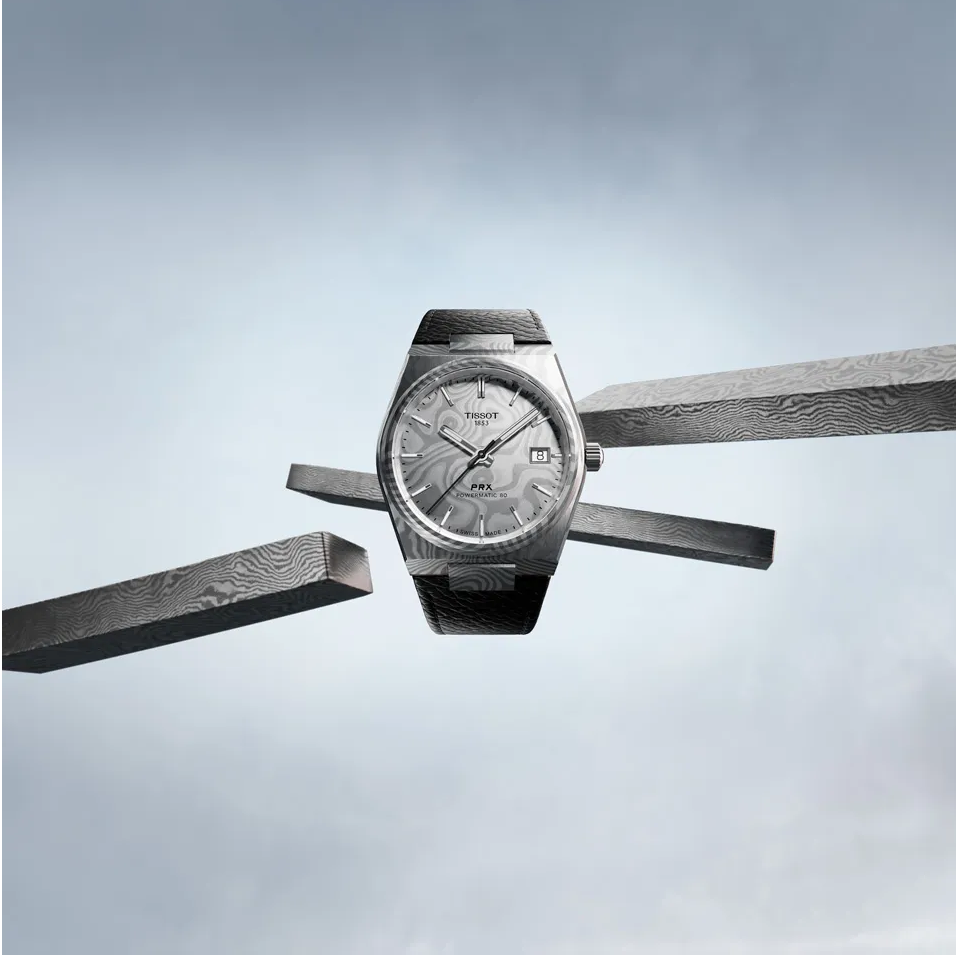 Tissot PRX Damascus Steel 38mm lifestyle shot