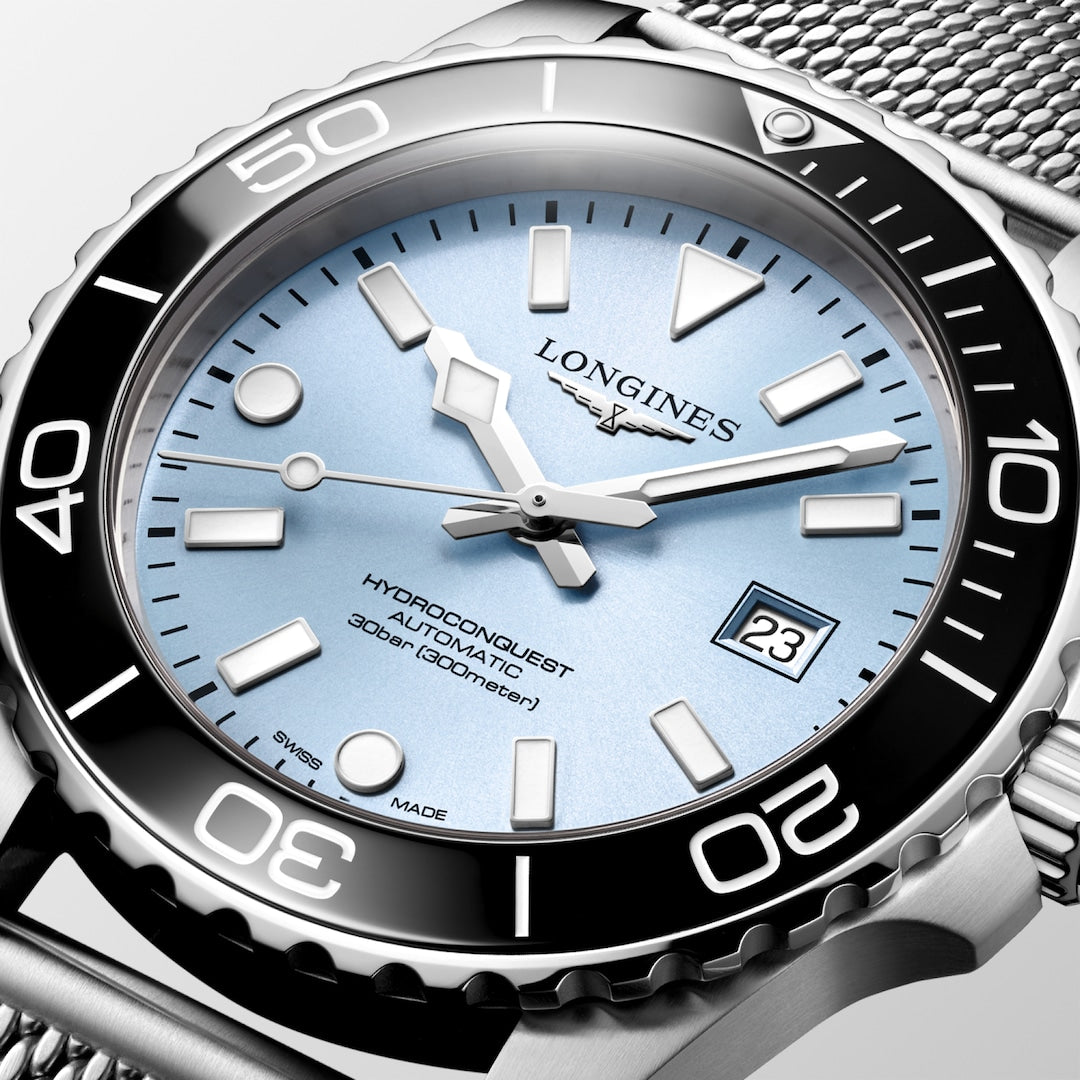 Dial View Longines HydroConquest Automatic Frosted Blue 39mm/42mm