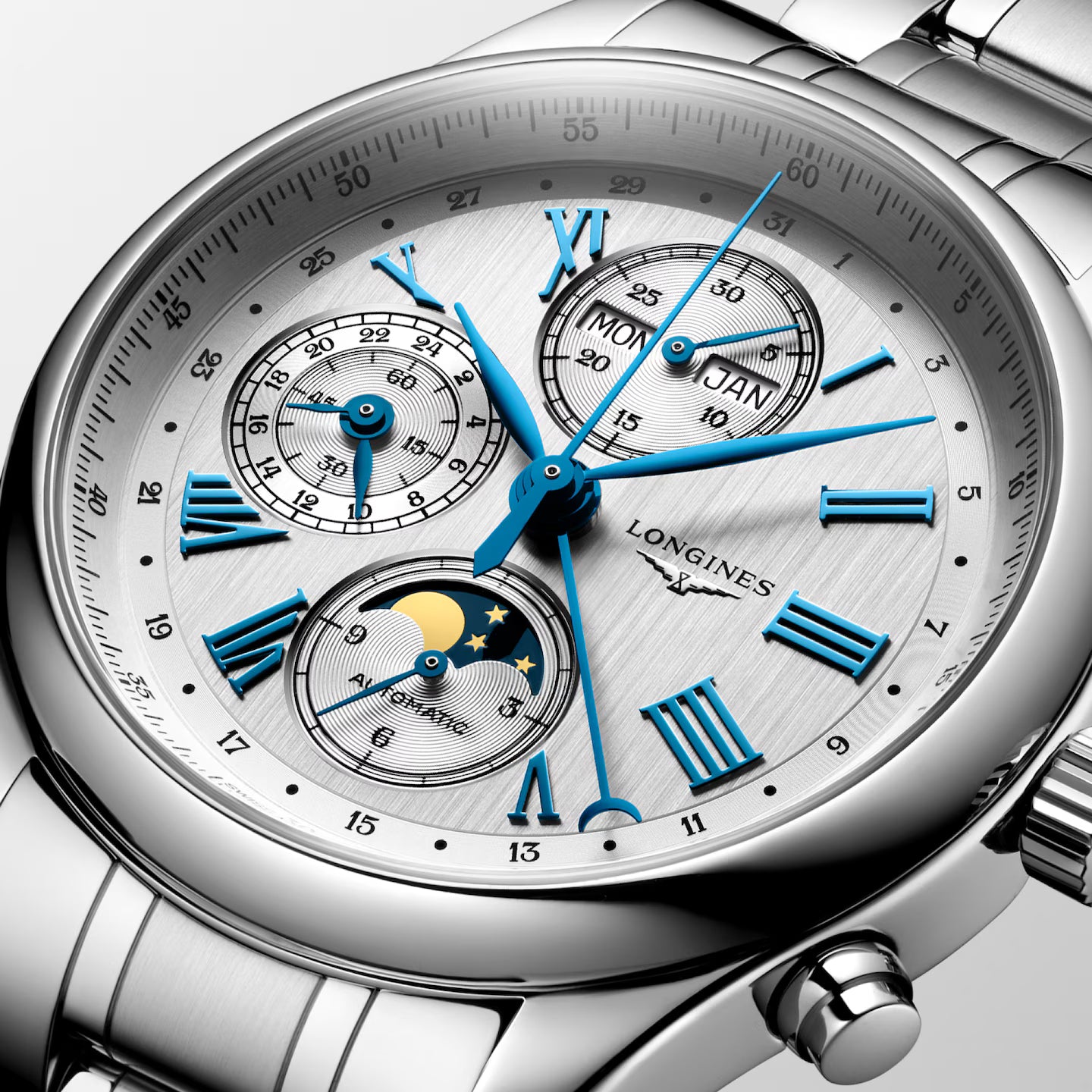 Close Up View Longines Master Collection Chrono Moonphase 42mm L26734716