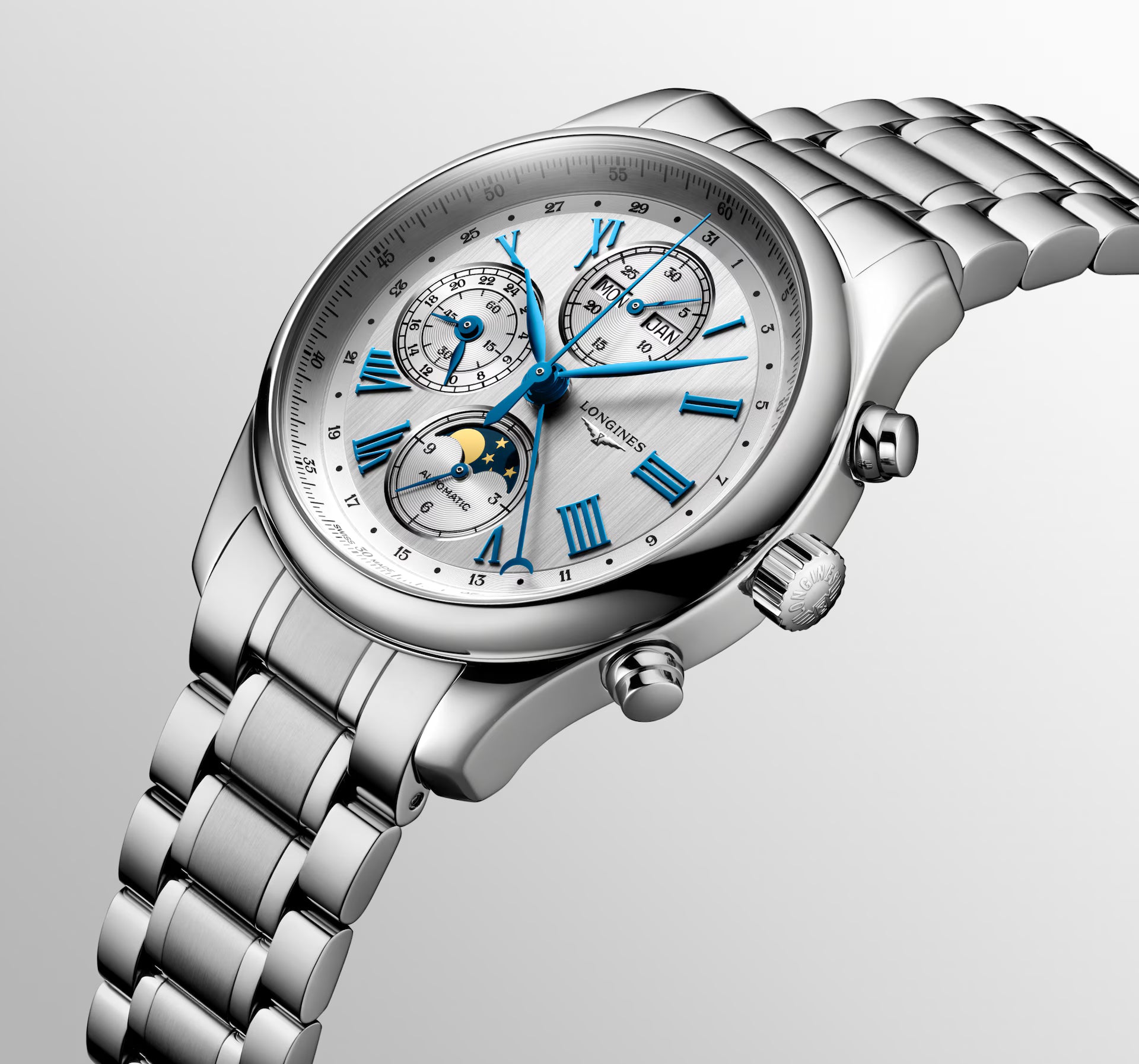 Left Front View of Longines Master Collection Chrono Moonphase 42mm L26734716