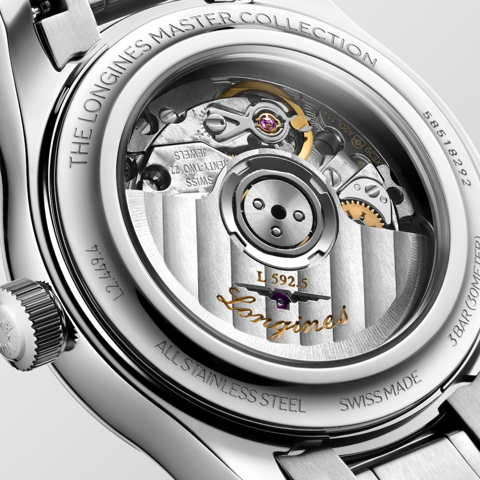 Back View of LONGINES MASTER COLLECTION, Automatic watch, 30.00 mm, stainless steel, L2.449.4.87.6