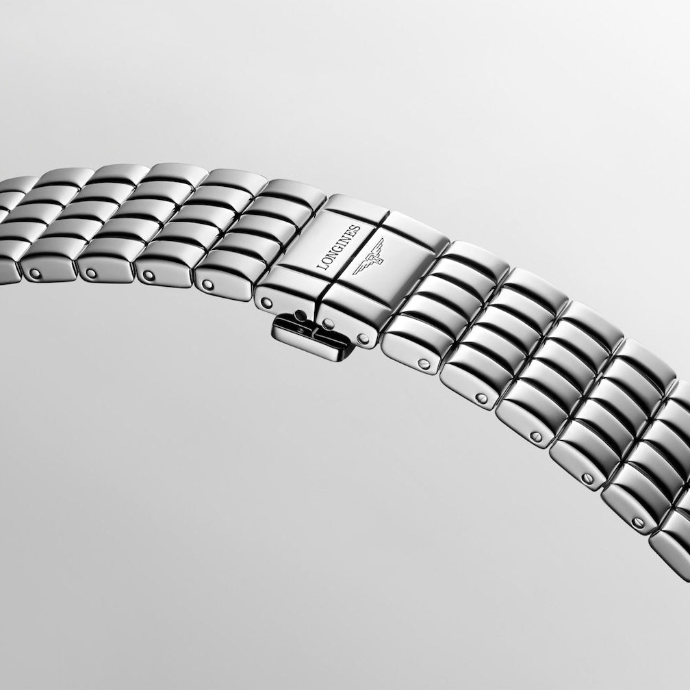 Longines Elegance Mini Dolcevita Silver "Flinqué" with Diamonds 21x29mm L52000716 clasp/strap