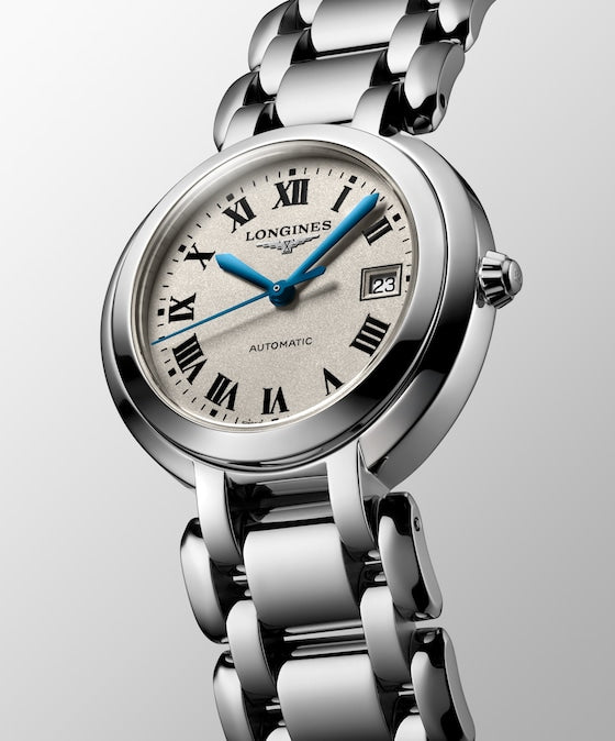 Profile view - LONGINES PRIMALUNA, L8.113.4.71.6, automatic watch, Ø 30.00 mm, stainless steel.