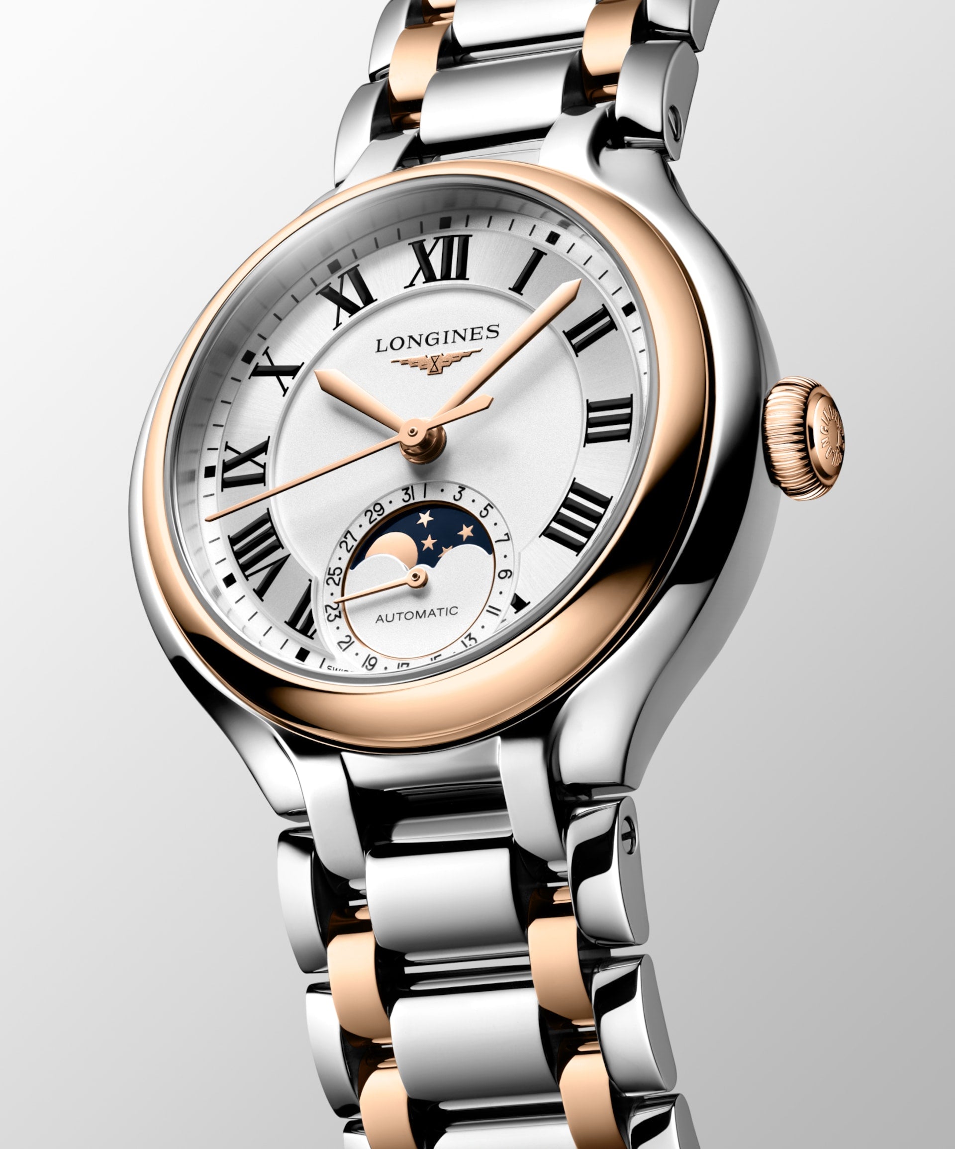 PrimaLuna Stainless Steel Moon Phase Diamonds 34mm L81265717