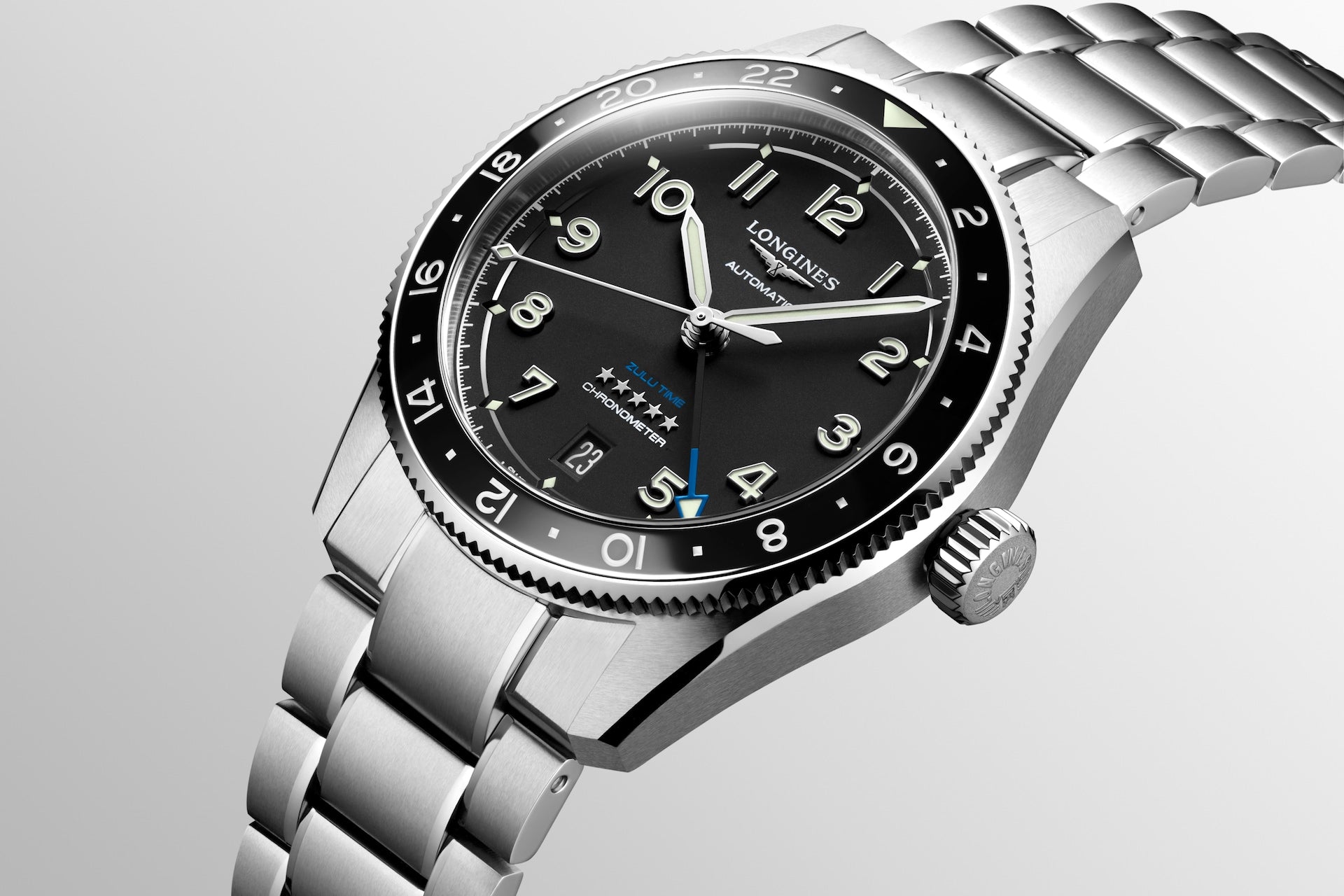 Longines Spirit Zulu Time Black Dial 39mm
