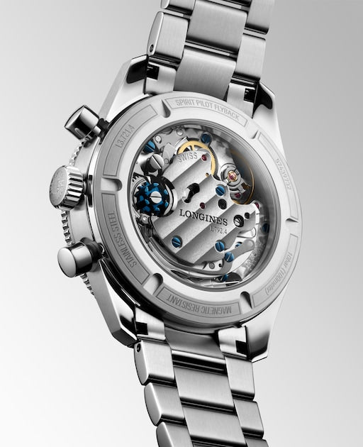 Backcase of LONGINES SPIRIT PILOT FLYBACK
