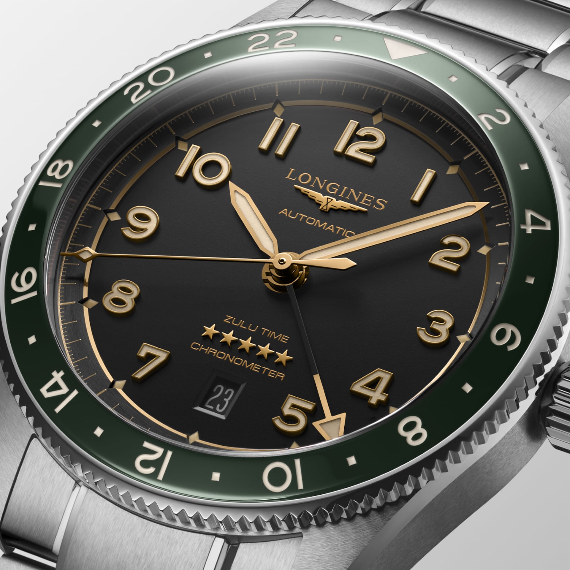 L38124636 | Longines Spirit Zulu Time Anthracite Dial Bracelet Watch