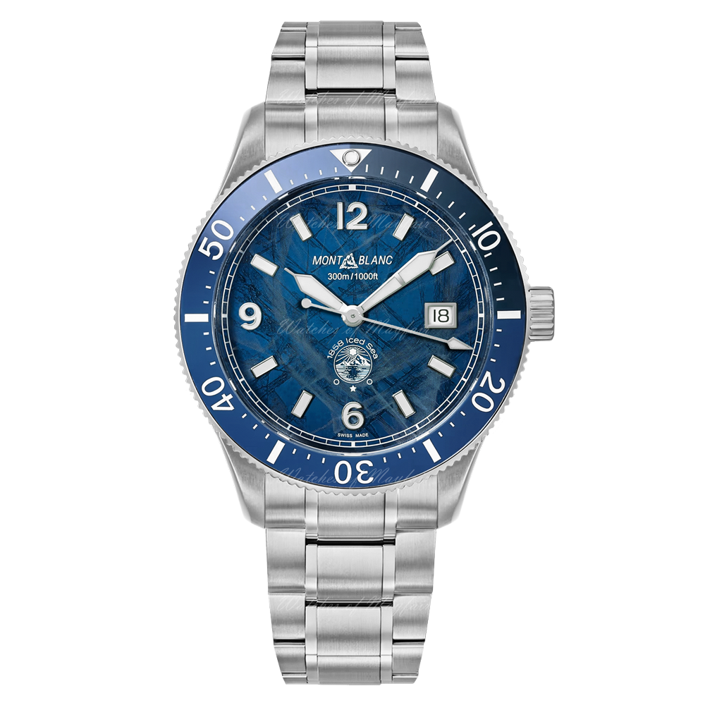 Montblanc 1858 Iced Sea Automatic Date Blue Watch 129369