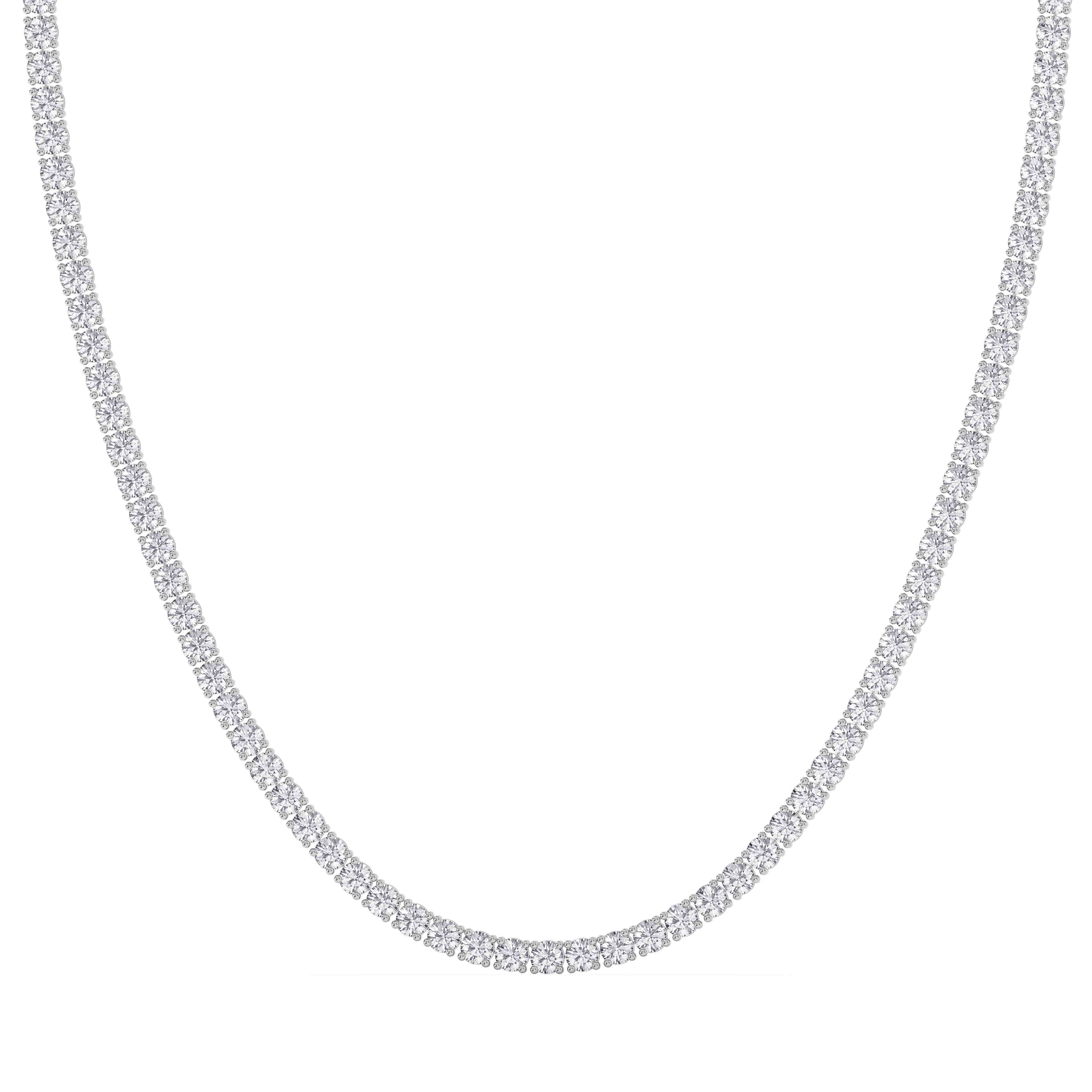 4 Prong Round Diamond Tennis Necklace