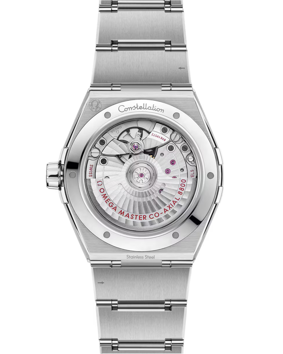 Back view of watch showing the internal movement.