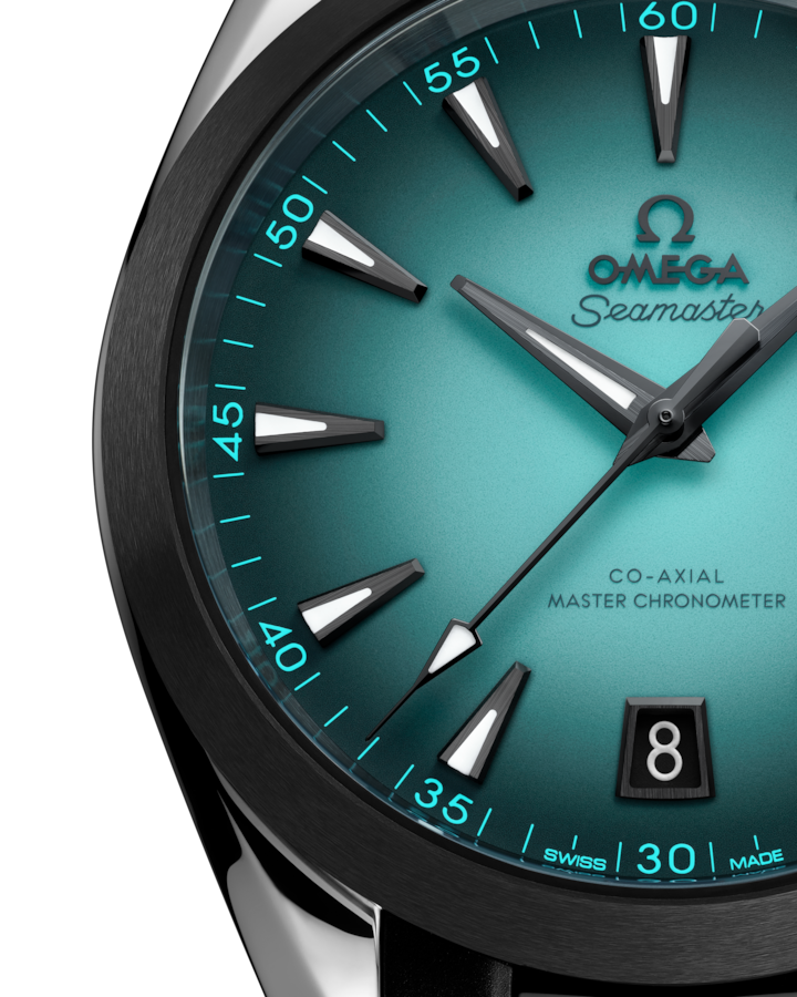 Dial View Omega Seamaster Aqua Terra 150M Turquoise 41mm 220.32.41.21.03.001