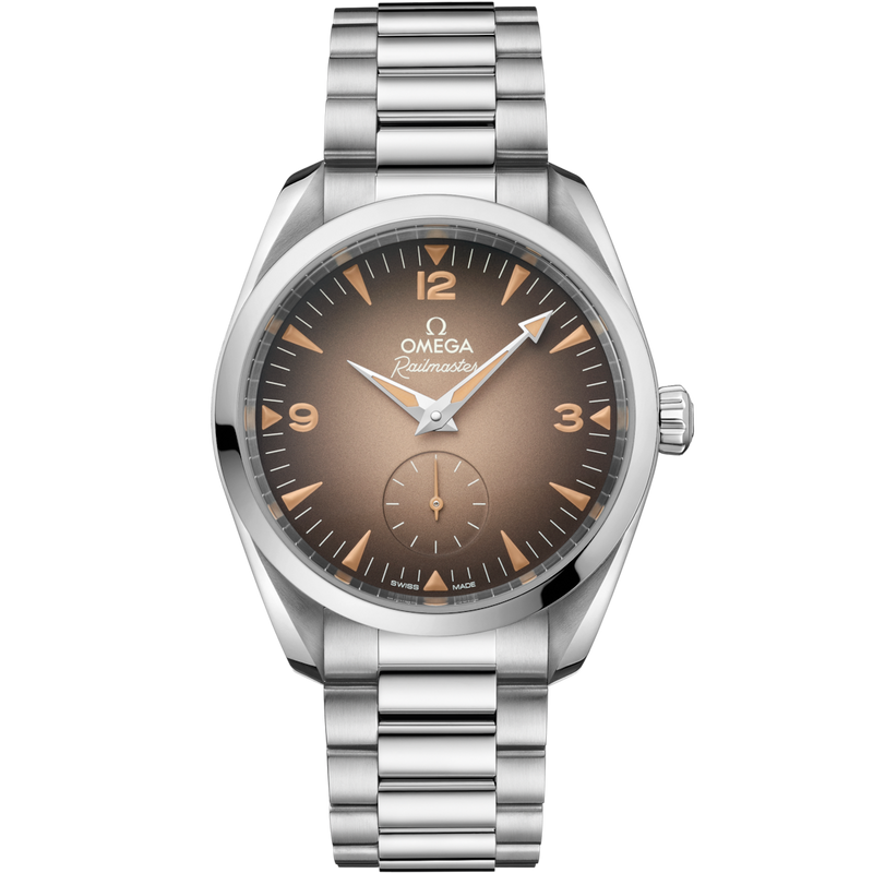 Omega Seamaster Railmaster Tropical Brown Gradient Self-Winding Watch soldier shot