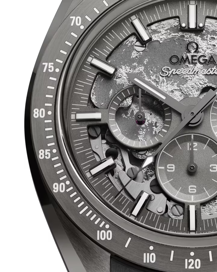 Front Close View of Omega Speedmaster Dark Side of the Moon Gray 44.25mm 31092445006002