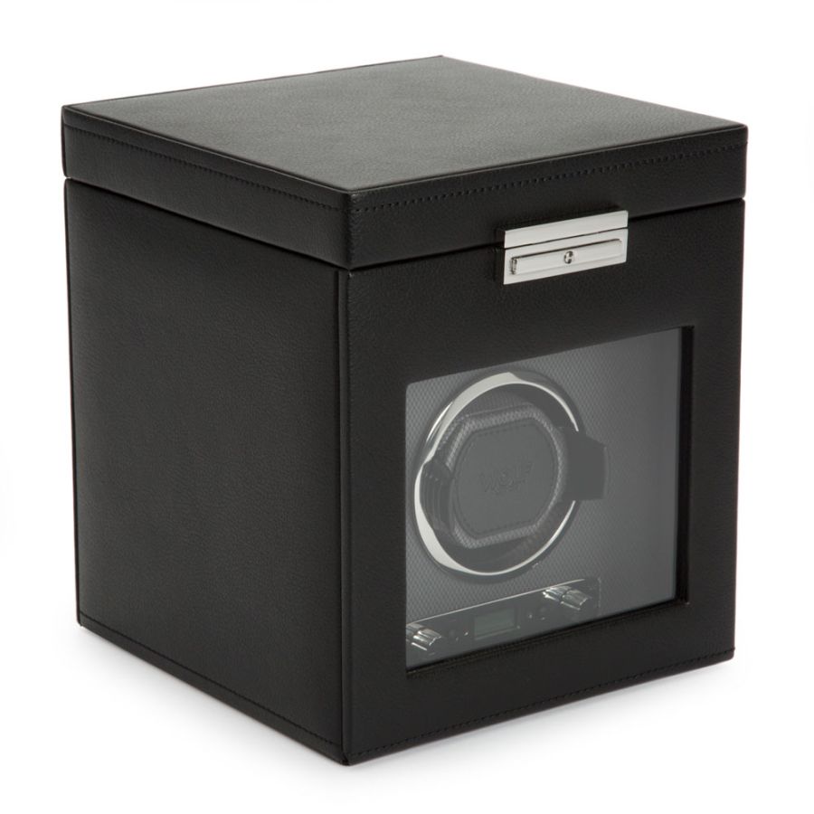 Side view of Wolf 1834 Viceroy Single Watch Winder with Storage 456102