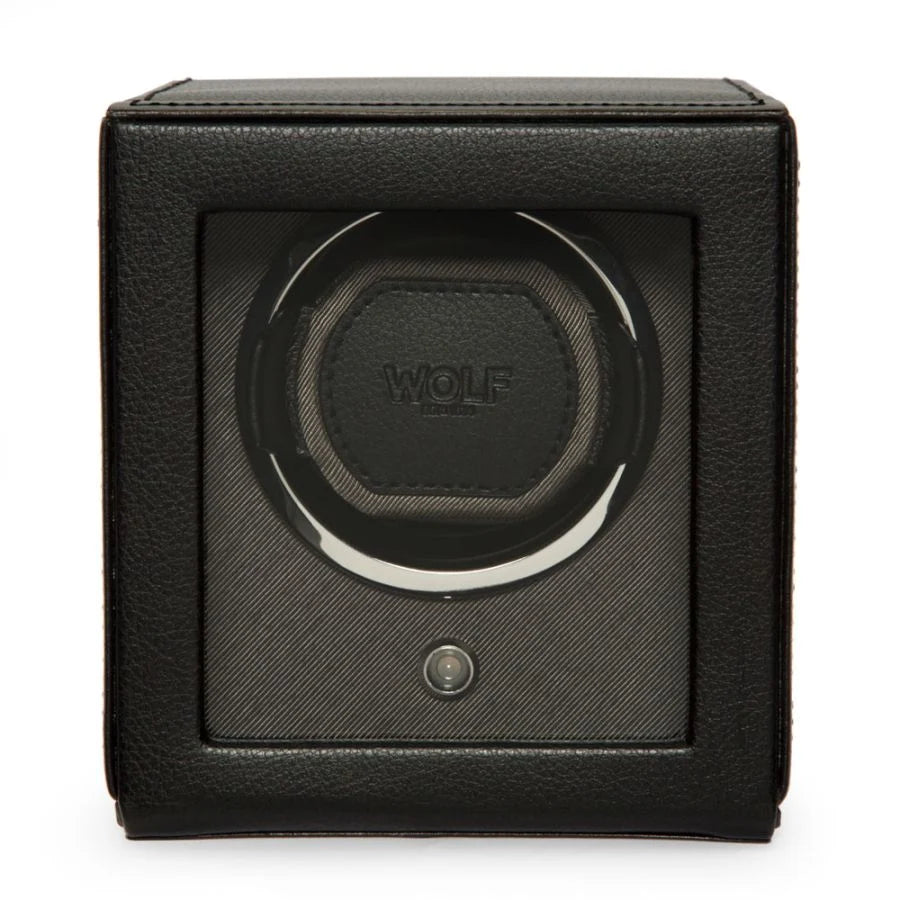 Front view of  Wolf 1834 Cub Single Watch Winder with Cover 461103