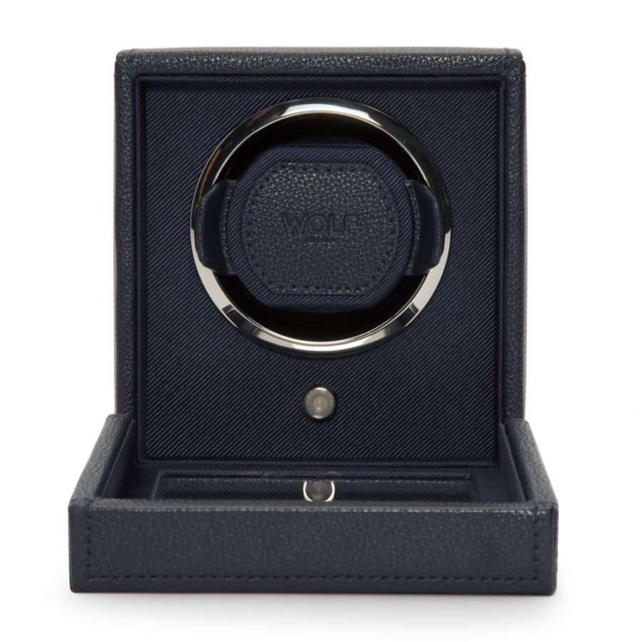 Front and open view of Wolf 1834 Cub Single Watch Winder with Cover 461117
