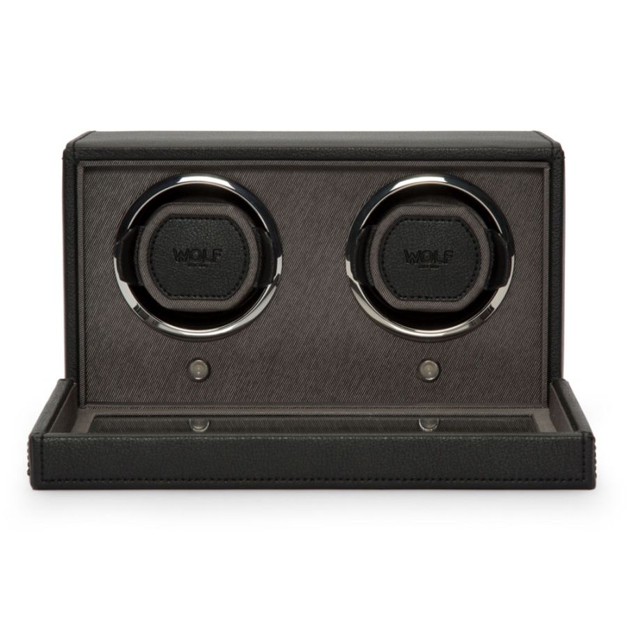 Open View of Wolf 1834 Cub Double Watch Winder with Cover 461203