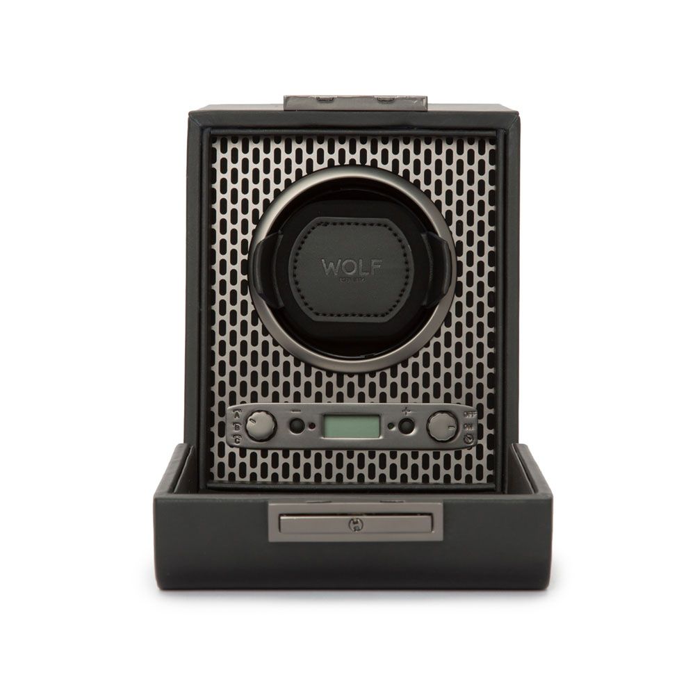 Open View Of Wolf 1834 Axis Single Watch Winder.