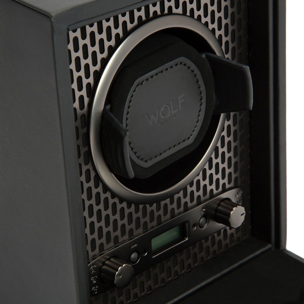 Closeup View Of Wolf 1834 Axis Single Watch Winder.