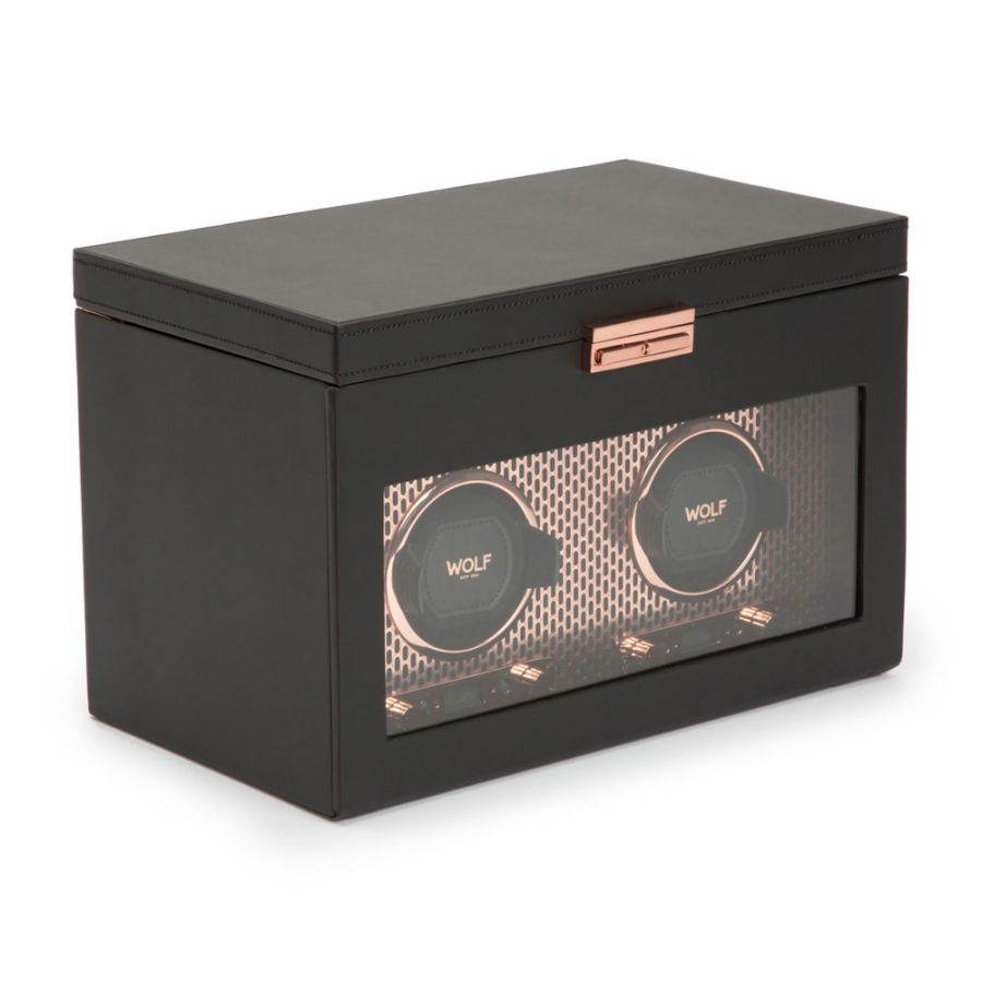 Side View of Wolf 1834 Axis Double Watch Winder With Storage 469316