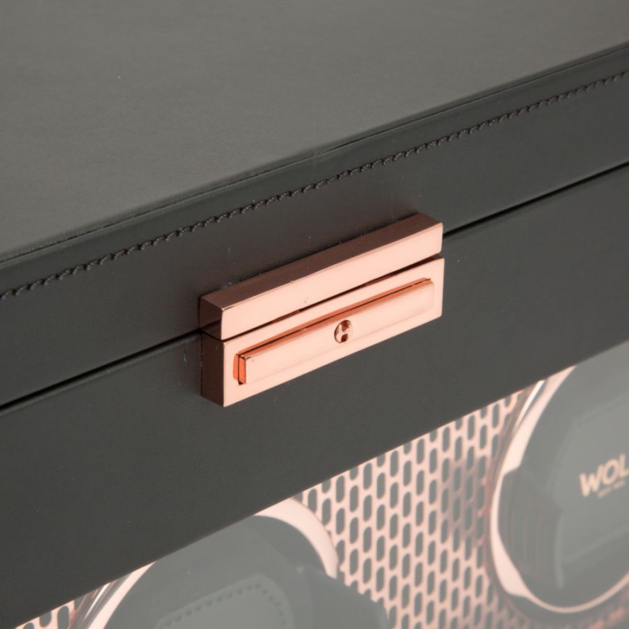 Close up of Wolf 1834 Axis Triple Watch Winder With Storage 469416
