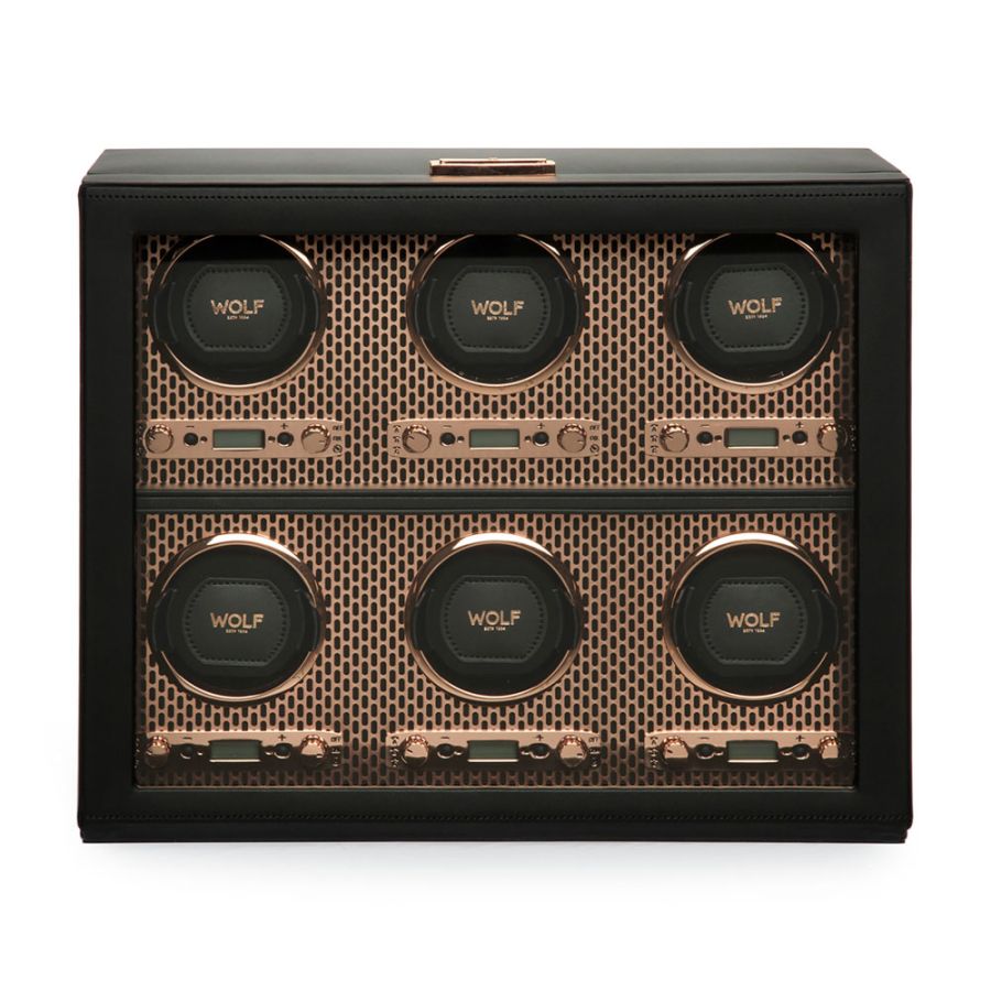 Front view of Wolf 1834 Axis 6 Piece Watch Winder 469616