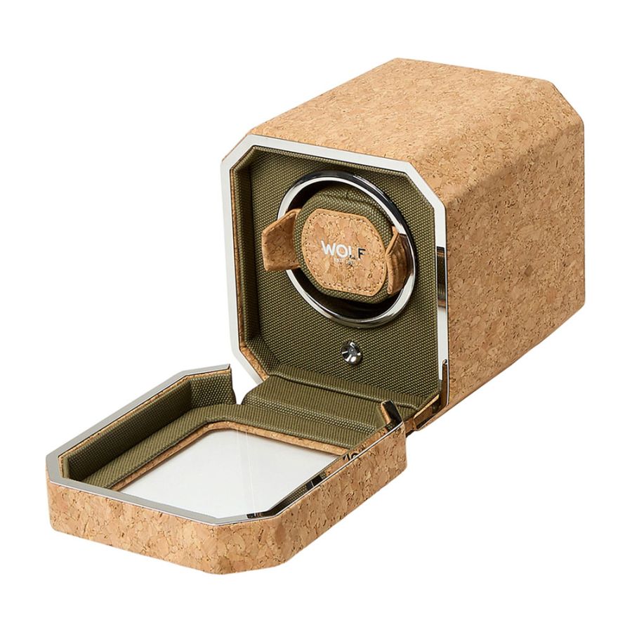 Side with open view of Wolf 1834 Cortica Single Watch Winder 668161