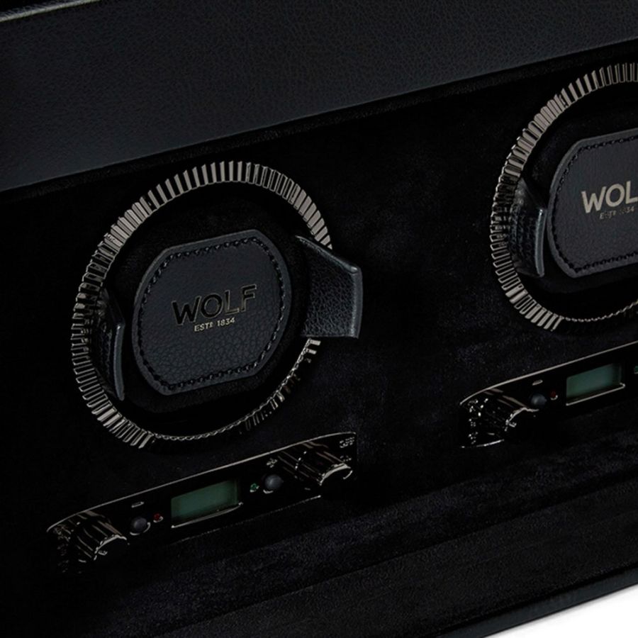 Close View of Wolf 1834 British Racing Double Watch Winder with Storage 792202