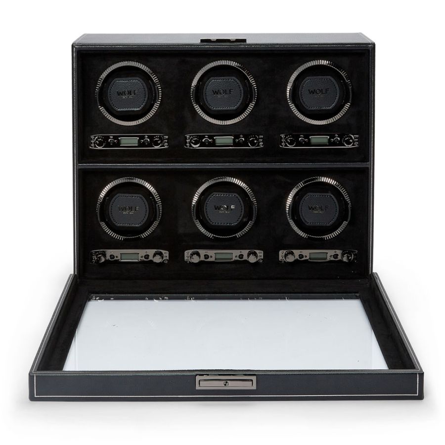 Open view of Wolf 1834 British Racing 6 Piece Watch Winder 792402