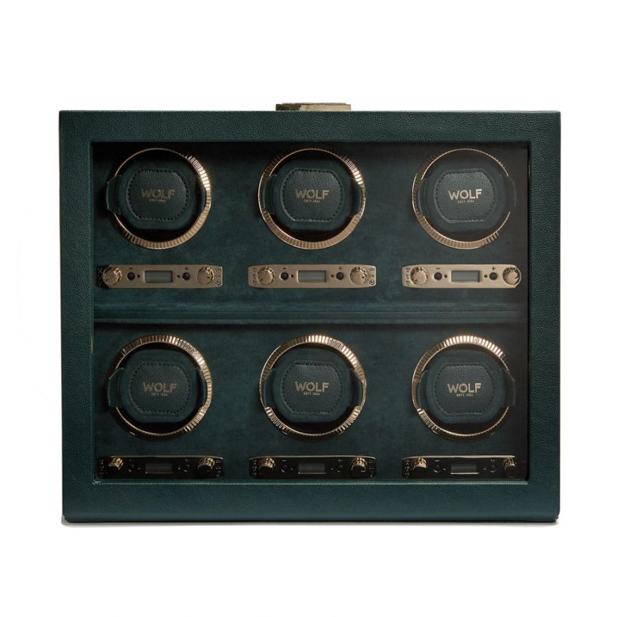 Open view of Wolf 1834 British Racing 6 Piece Watch Winder 792441