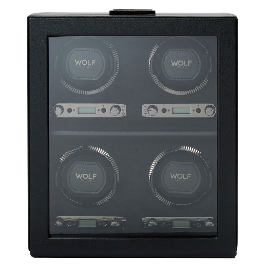 Front view of Wolf 1834 British Racing 4 Piece Watch Winder 793002