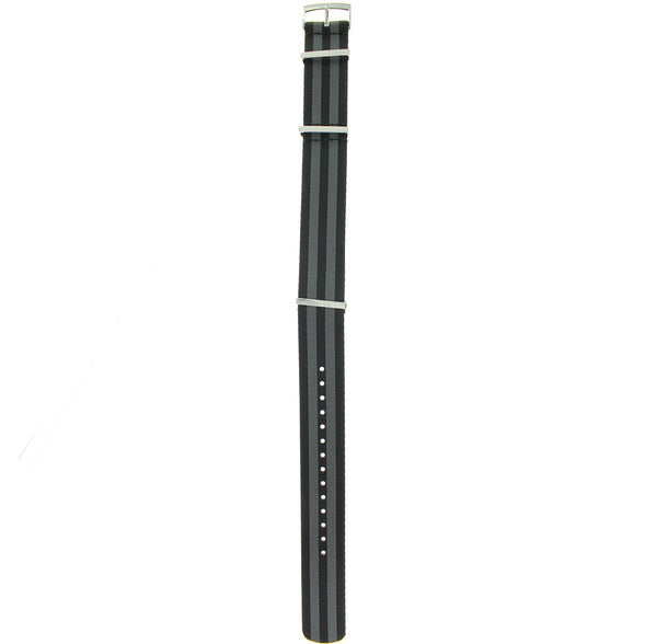 OMEGA NATO POLY BLACK/GREY BAND+BUCKLE 22MM