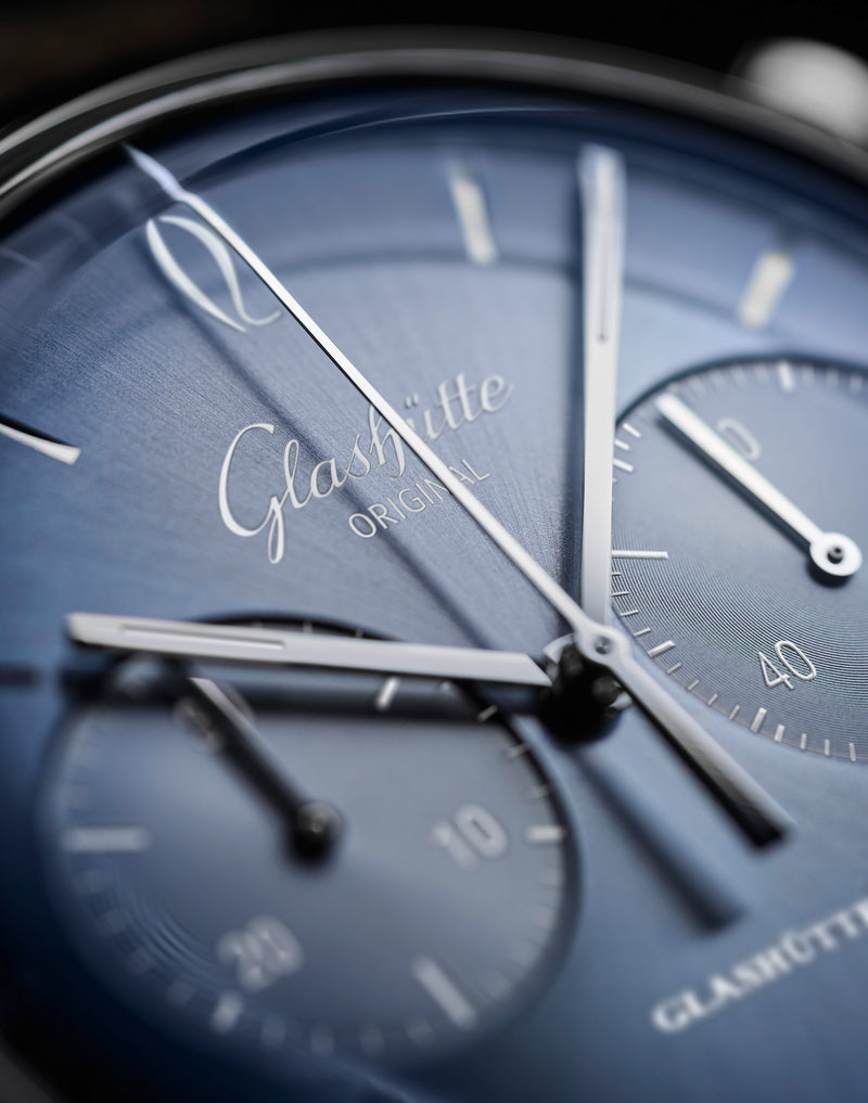 Glashutte Original Glacier Blue Sixties Chronograph Limited Edition 1-39-34-04-22-02 Carat & Co.