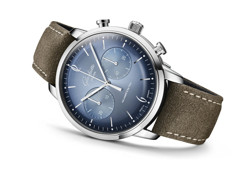 Glashutte Original Glacier Blue Sixties Chronograph Limited Edition 1-39-34-04-22-02 Carat & Co.