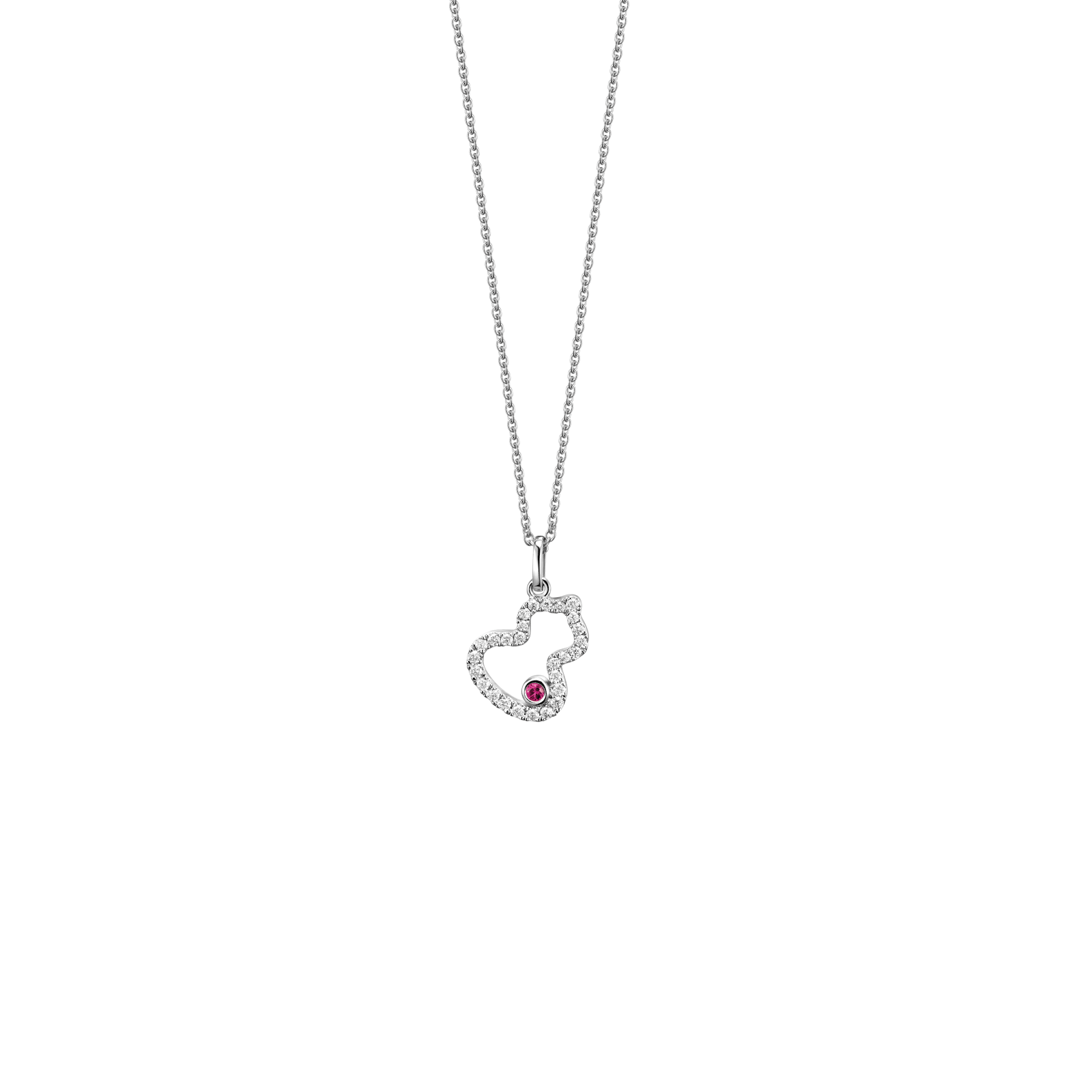 Petite Wulu Necklace White Gold Diamonds with Ruby WU-NL0003B-WGDRU WUNPT3AWGRU