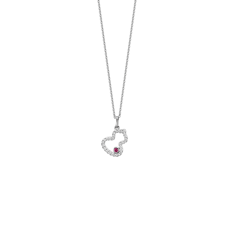 Petite Wulu Necklace White Gold Diamonds with Ruby