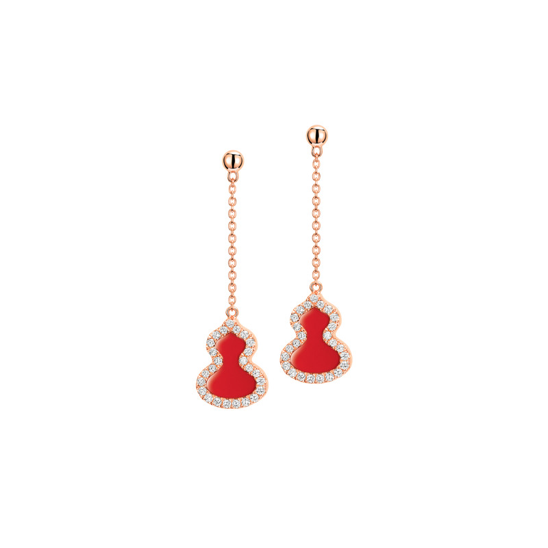 Qeelin Petite Wulu Earrings in Red Agate WU-ER0003D-RGDRA WUEPT3DRGRA