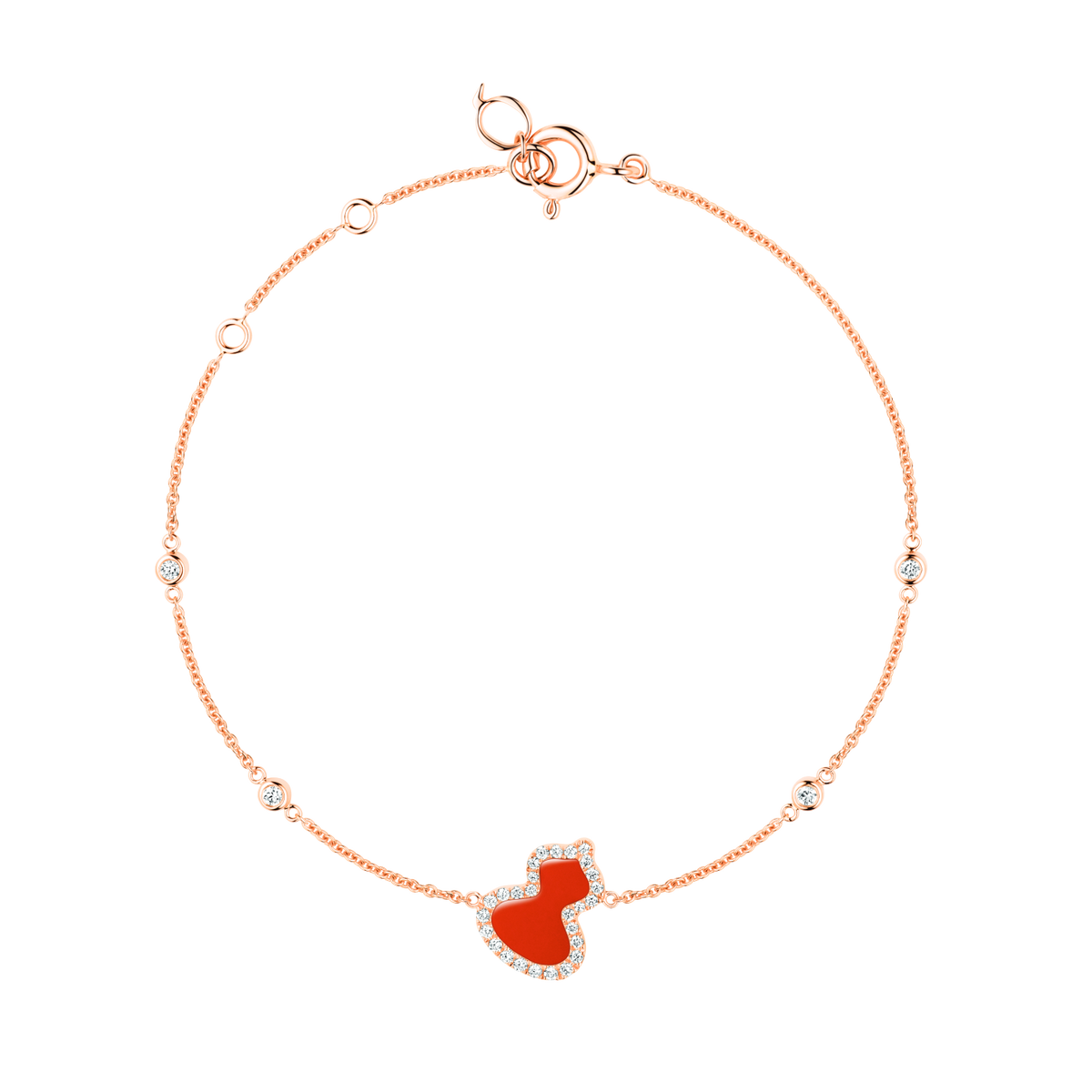 WUBPT16RGRA | Qeelin Petite Wulu Bracelet with Diamonds and Red Agate