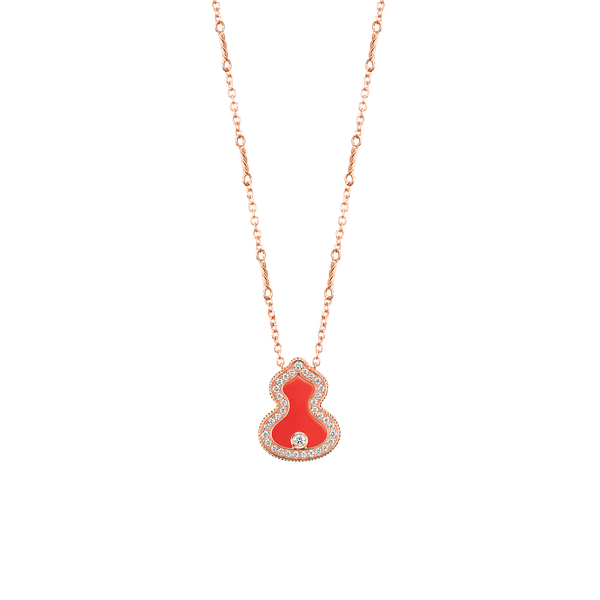 Qeelin Wulu Necklace Diamonds and Red Agate WU-030-LGNL-RGDRA WLN30AKRGRA