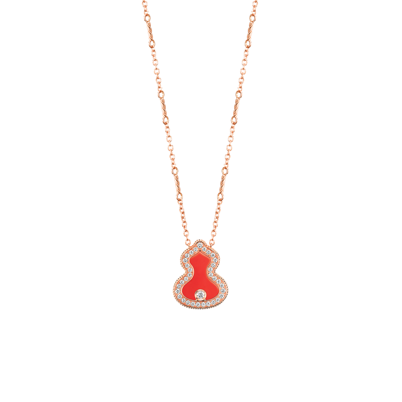 Qeelin Wulu Necklace Diamonds and Red Agate WU-030-LGNL-RGDRA WLN30AKRGRA