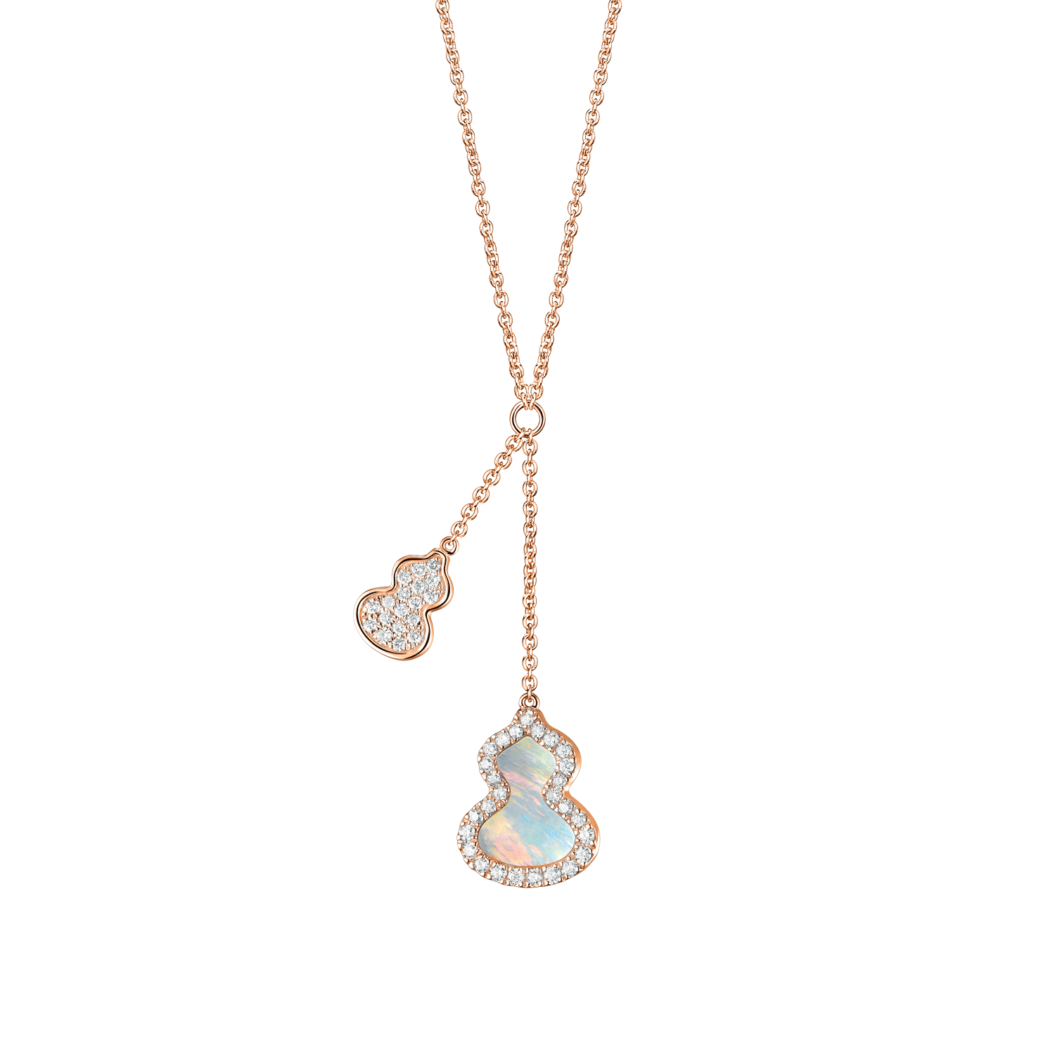 WULU 2 MOTIF PINK MOP PINK GOLD NECKLACE