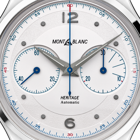 Montblanc 119951 Heritage Monopusher Chronograph 42mm Automatic Watch Gray Sfumato Alligator Leather Strap Enhanced Dial Carat & Co. Authorized Retailer