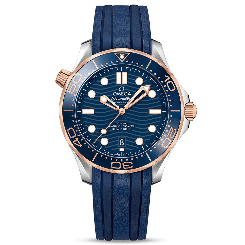 Omega Diver 300M Co-Axial Master Chronometer 42 mm Sedna Gold & Steel Rubber